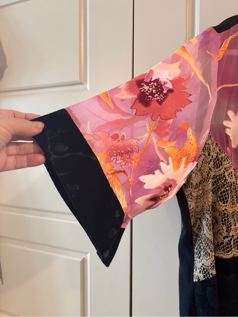 VINTAGE Spencer Alexis Floral Kimono Jacket Sheer Boho Open Front XL - Picture 6 of 16